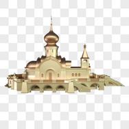 建筑清真寺古代大殿阁楼蓝色金属历史外国西方黄色高清图片素材